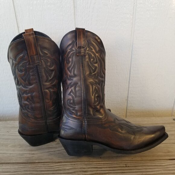 Laredo Hawk Mens Brown Leather Cowboy Western Boots 10.5 D 6862 - Picture 3 of 13